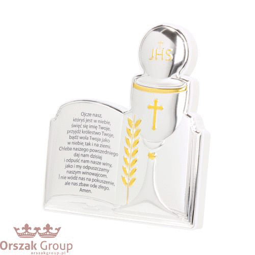 Obrazek srebrny I Komunia Święta IHS – widok 360°