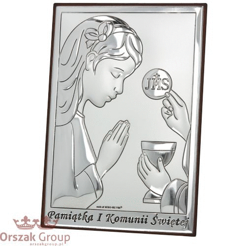 Obrazek srebrny Komunia dziewczynka 9×13 – widok 360 stopni